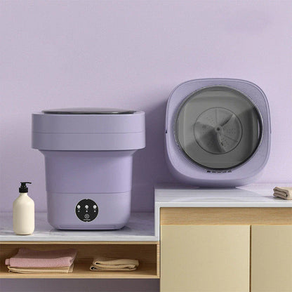 Compact and portable washing machine for small spaces, with hands-on scrubbing and semi-automatic timer function