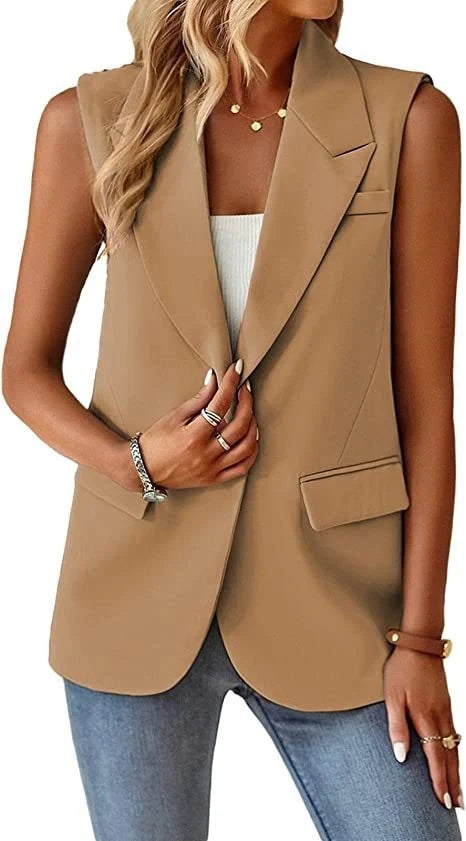 Women's loose fit sleeveless suit vest in various colours