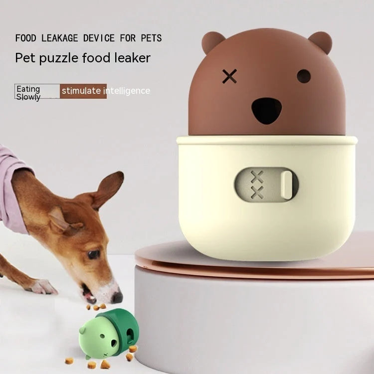 Adjustable leakage food feeder toy for dogs and cats in natural rubber