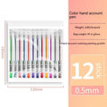 Set of 12 coloured gel pens with 0.5mm tips and plastic barrels for stationery and writing