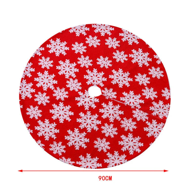 Cozy Christmas tree skirt with plush, snowflake pattern design for festive holiday decor