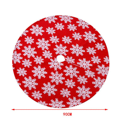 Cozy Christmas tree skirt with plush, snowflake pattern design for festive holiday decor