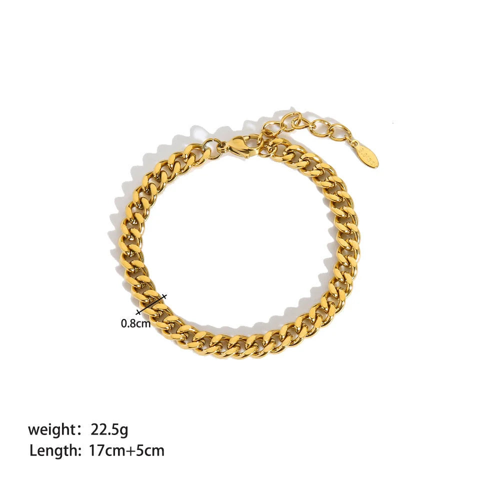 Stainless steel ornament bracelet with real gold treatment in various colours