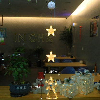 3pcs LED Christmas Star Tree Hanging Sucker Lamps for festive window and home decor
