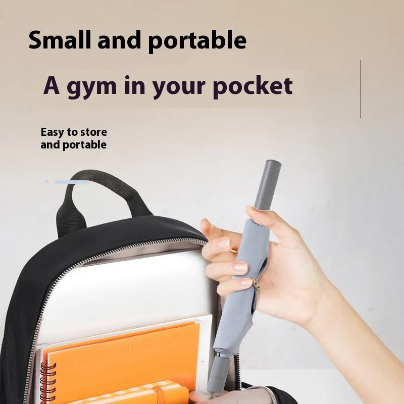 Grey and pink yoga multi-function stretching tool for shoulder, back, and hip exercises.