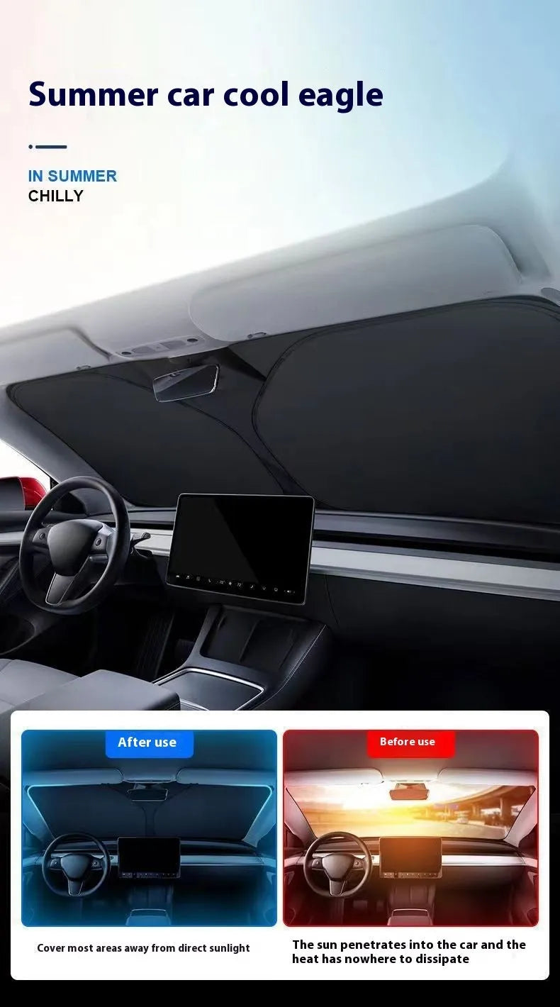 Titanium silver aluminium foil car sunshade laid flat showing its rectangular shape and size.
