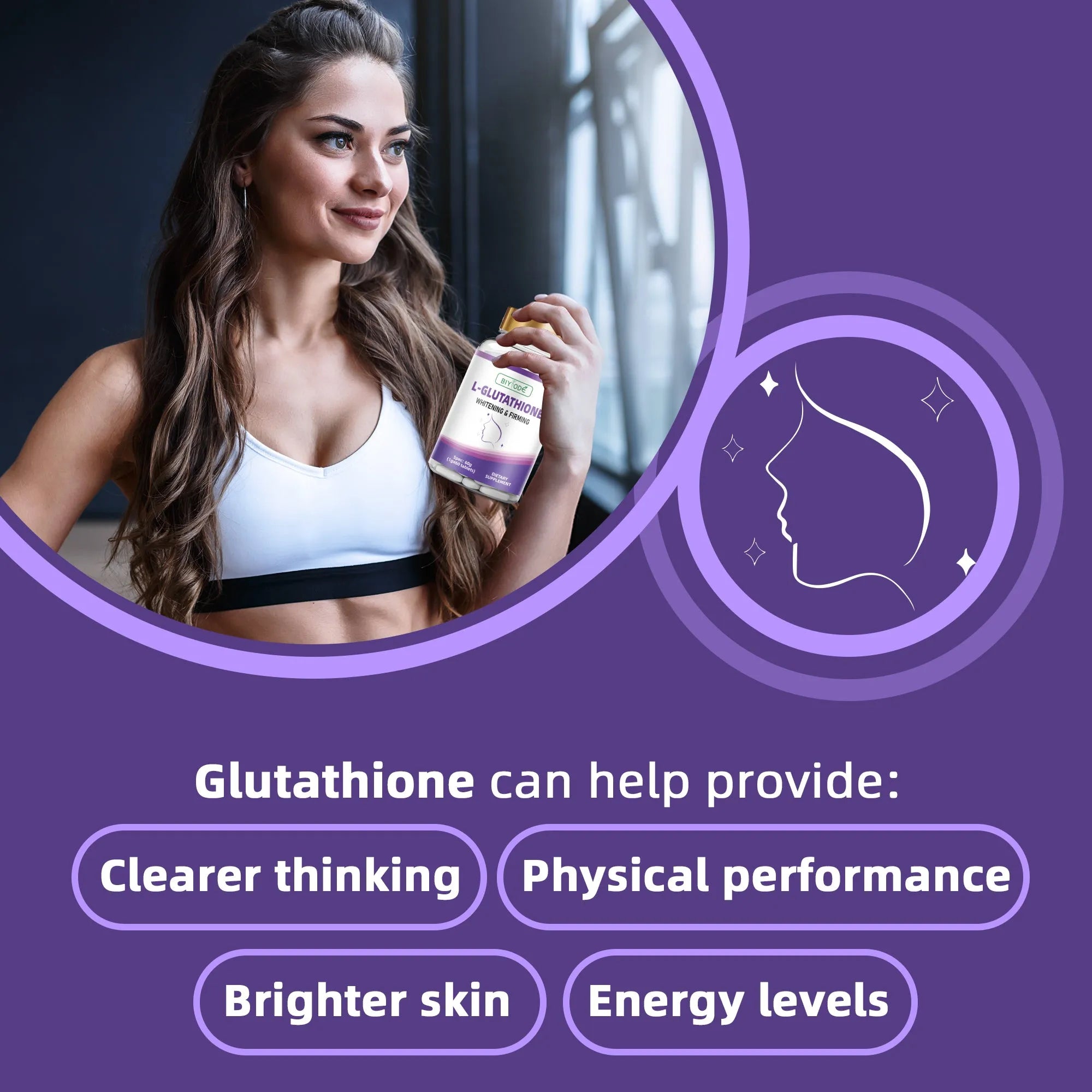 Biyode L-Glutathione tablets 60 tablets bottle original flavour skin whitening supplement