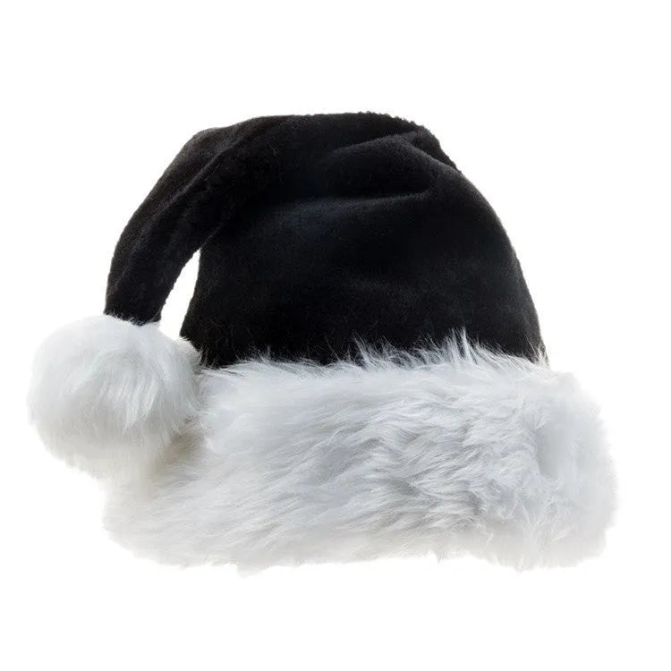 Plush plus-size Christmas hat in red and black colour combination with European classical style