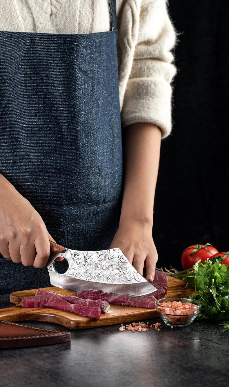 Forged small kitchen knife with anti-rust molybdenum vanadium steel blade and rosewood handle