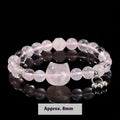 Women's crystal cat head bracelet with natural gemstones and copper charm