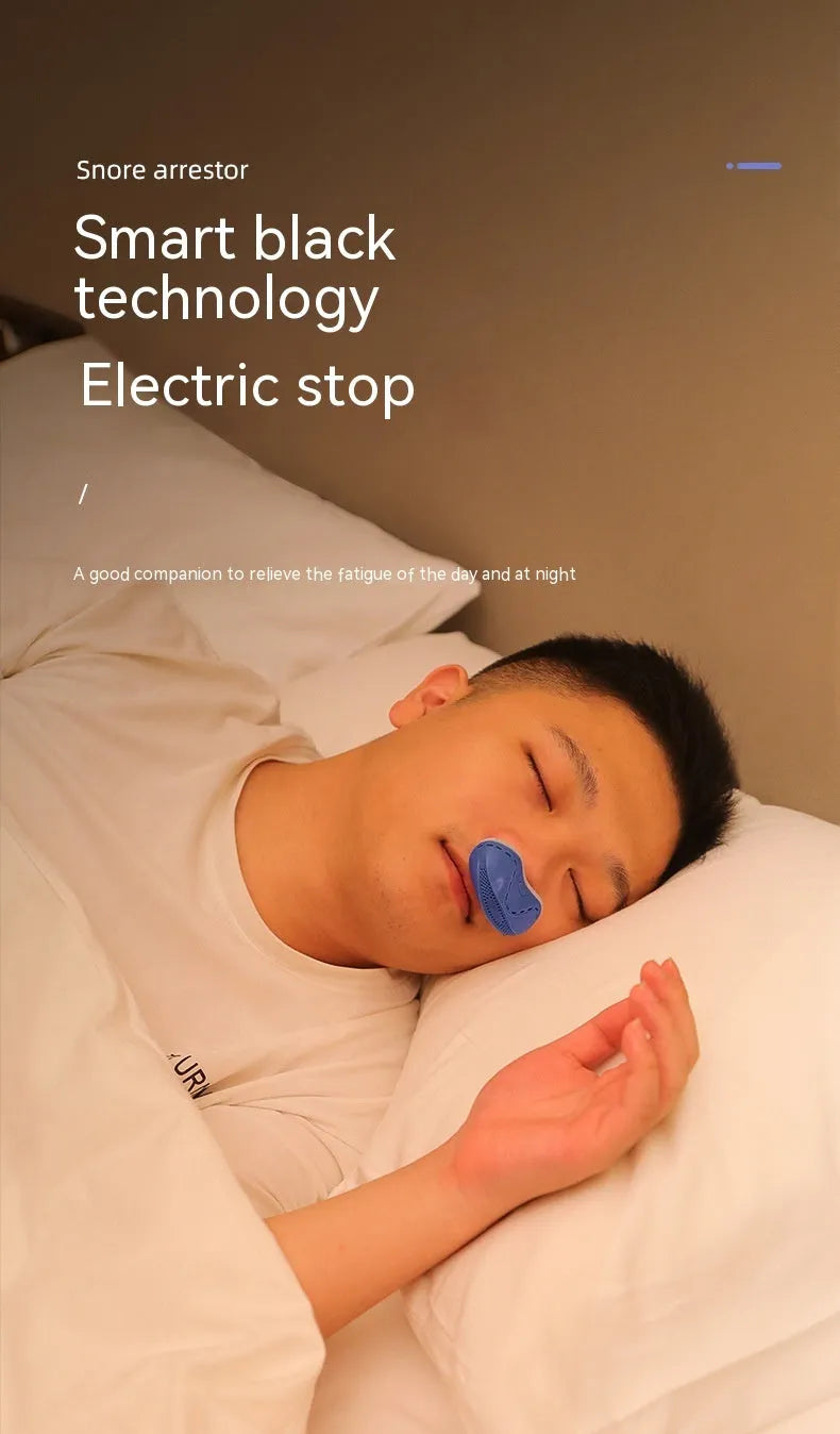 Electric anti snoring oral appliance white silicone shell USB rechargeable 60x25.2x39mm