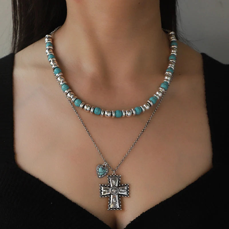 Semi-precious stone beaded twin earrings for women in alloy with electroplating treatment