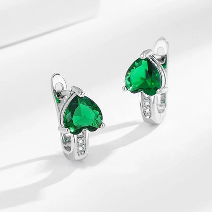 Loving Heart Zircon Ear Clips in white gold and yellow gold with diamond accents