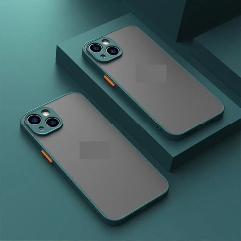 Fine-hole frosted contrast colour phone case for iPhone with silicone back cover