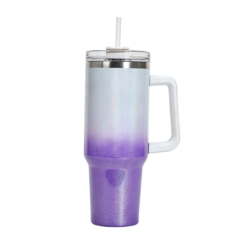 Double-layer stainless steel vacuum insulation cup in various colours, perfect for keeping drinks hot or cold.