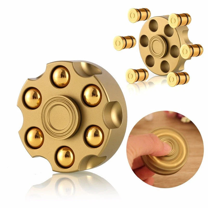 Brass gun revolver bullet fidget toy spinner with detachable rotating parts