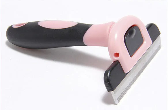 Removable ABS hair removal comb for pets with long straight hair, blue large size shown