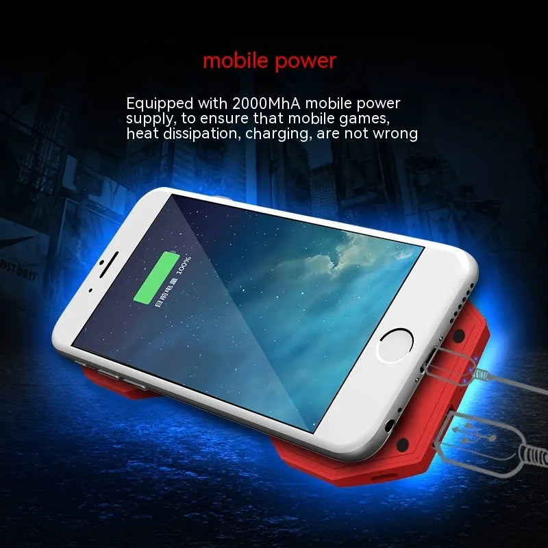 Portable cooling phone heat sink fan red colour 146mm with USB cable on white background