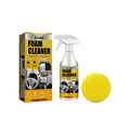 Car interior foamed cleaner bottle and applicator sponge for wash-free stain removal