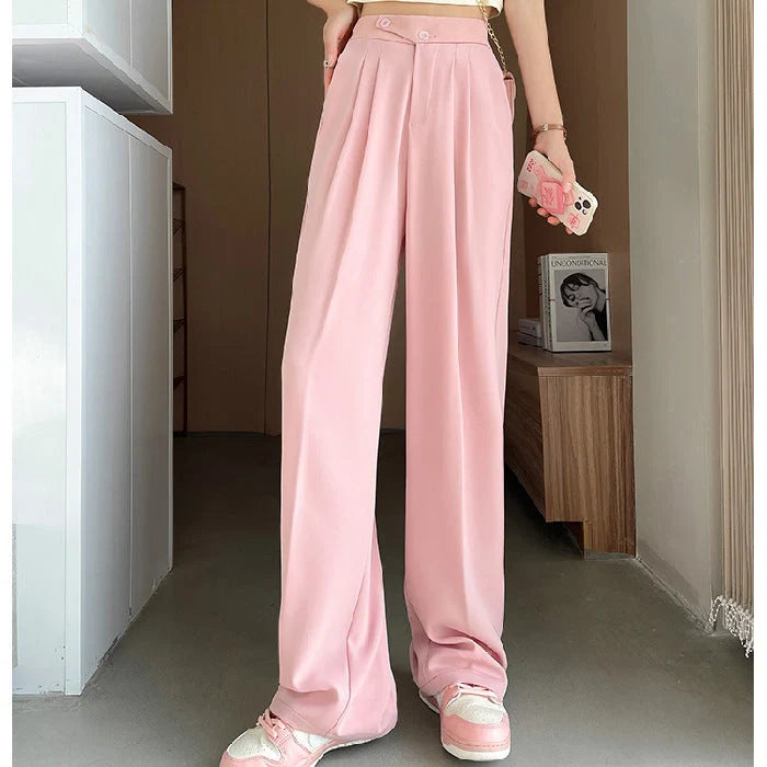 Women's high waist loose drape suit wide leg pants in various colours
