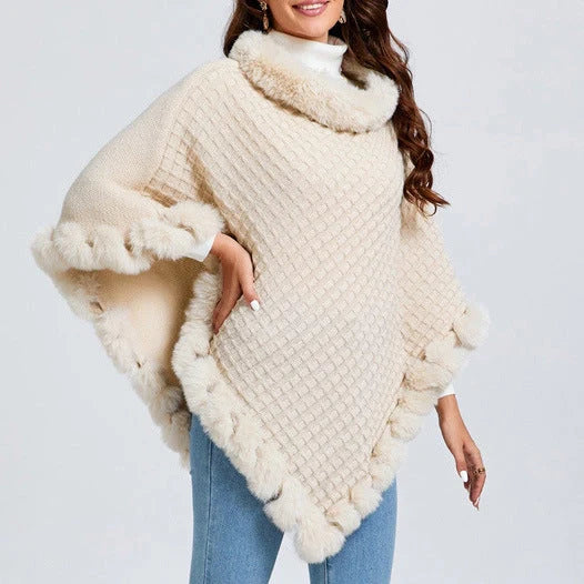 Rex Rabbit Fur Collar Shawl Cape in various colours