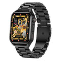 Black AMOLED smart watch with multi-dial display on a silicone wrist strap