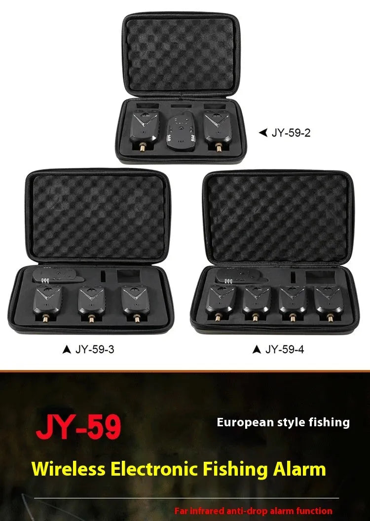Wireless fishing electronic bite alarm with ABS plastic housing for multi-rod monitoring