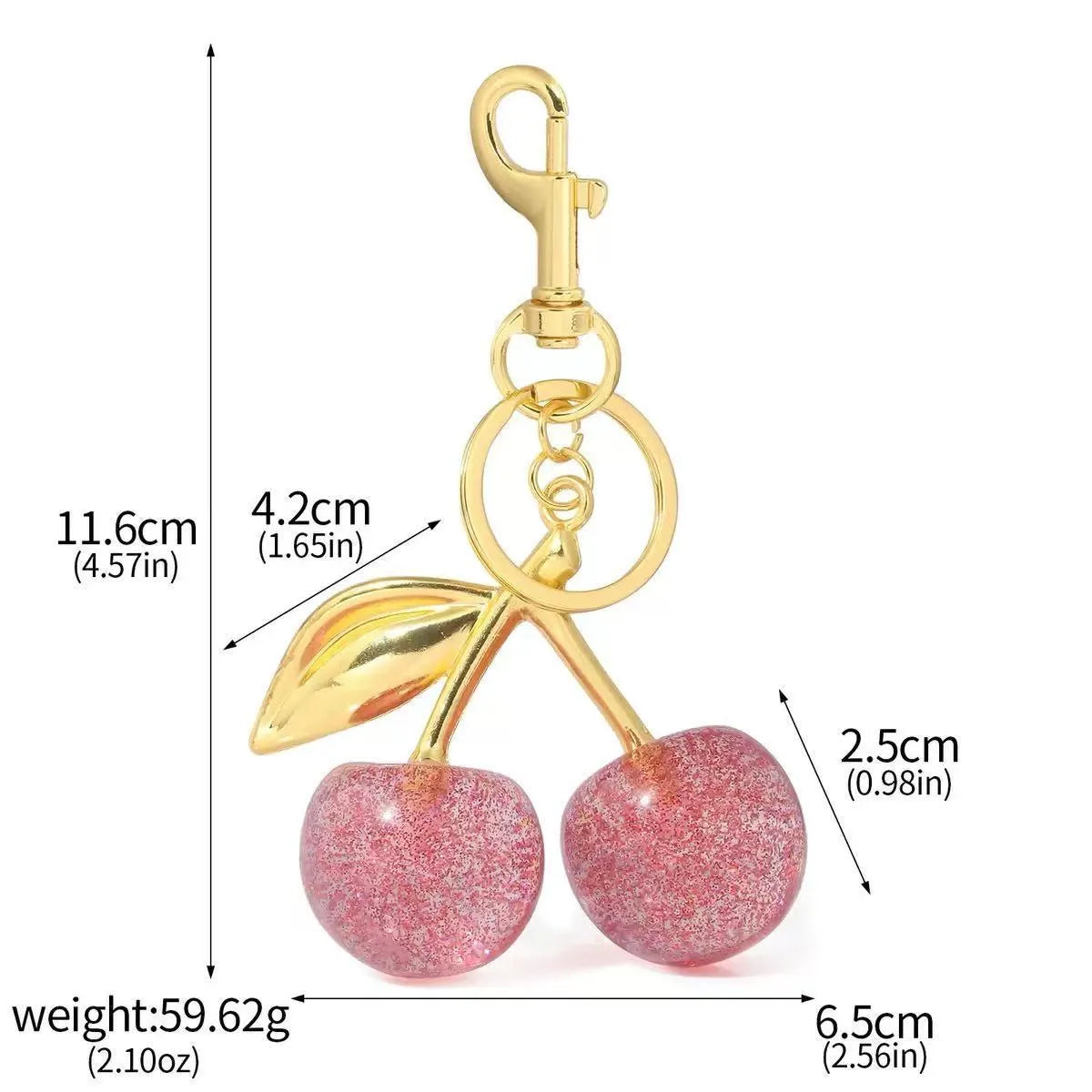 Red three-dimensional zinc alloy pendant for a keyring or women's bag.