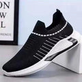 Men's mesh sock shoes with striped design and colourblocking for casual running