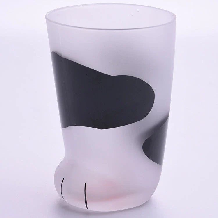 Heat-resistant glass cat paws mug with frosted texture, 300ml capacity