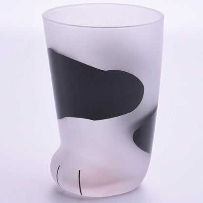 Heat-resistant glass cat paws mug with frosted texture, 300ml capacity