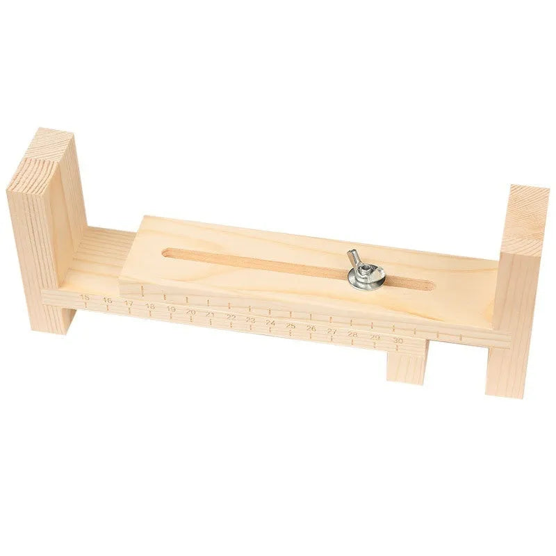 Solid wood handmade weaving rack with totem pattern for DIY bracelet and necklace making.