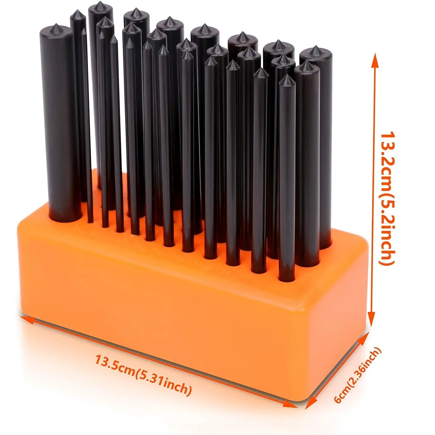 Orange plastic handle punch needle tool with metal head for textile crafting