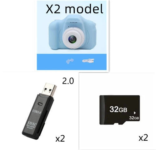 Playful X2 HD Mini Digital Camera for Kids with Durable Silicone Body, Vibrant Display, and Creative Filters