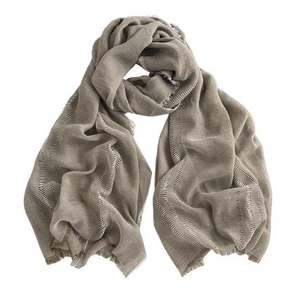Herringbone pattern artificial cashmere scarf in various colours with tassel fringe