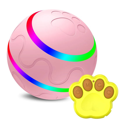 Intelligent Wicked Ball Toy for Cats with automatic rotation and USB charging in orange, yellow, and pink