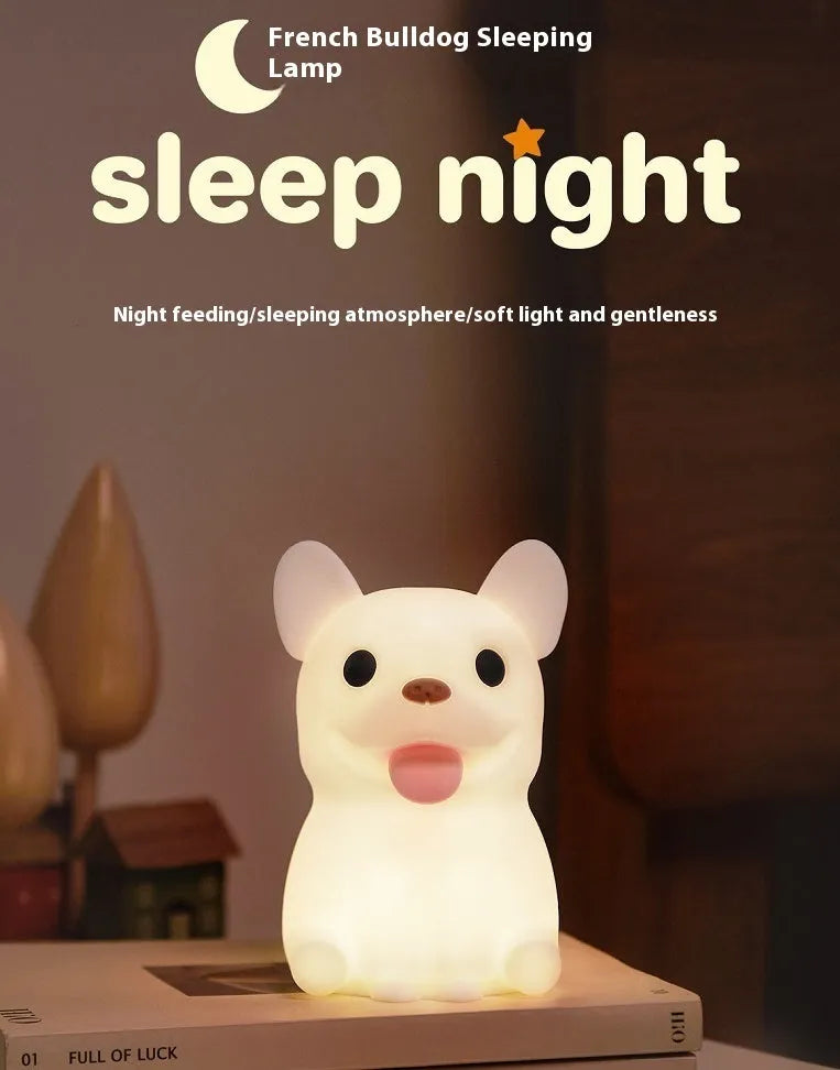 Silicone animal night light with USB charging port and dimming control for bedroom use