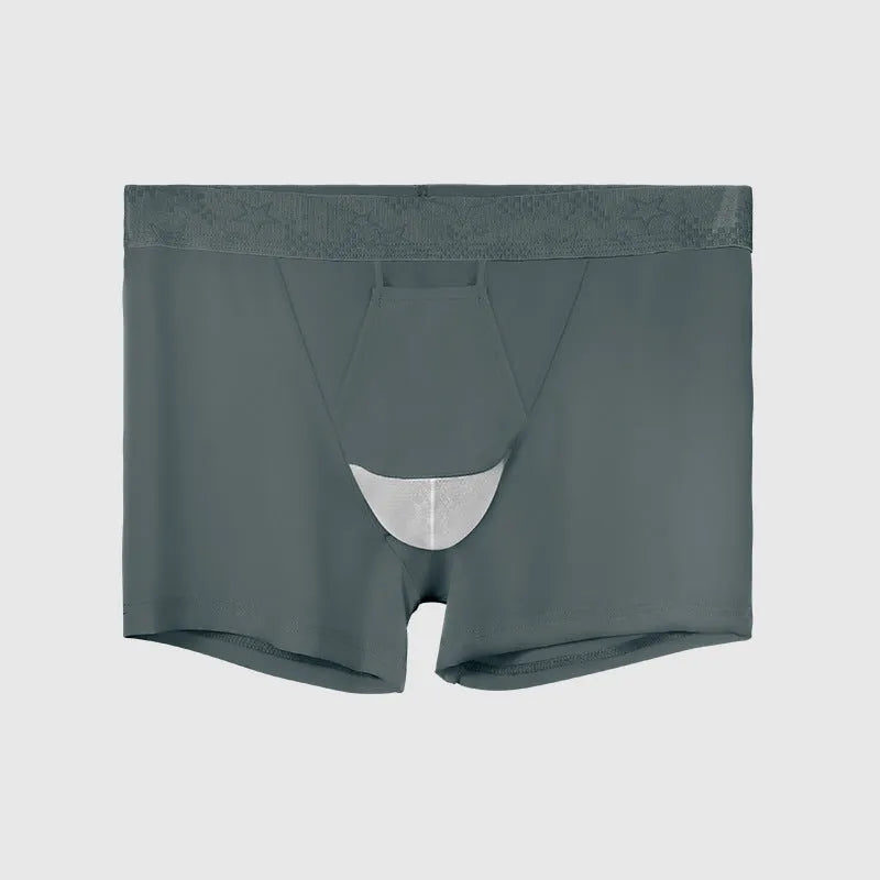 Men's ice silk nylon underwear boyshorts in mid-waist design available in five solid colours