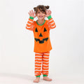 Orange cartoon print polyester family Halloween pajama set for parents and children