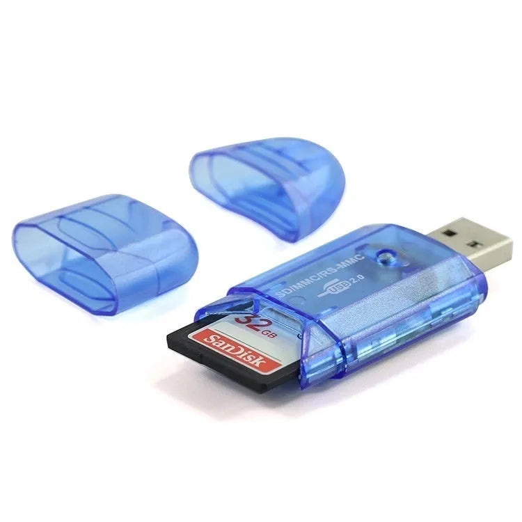 Transparent plastic USB card reader with LED light and card holder bag