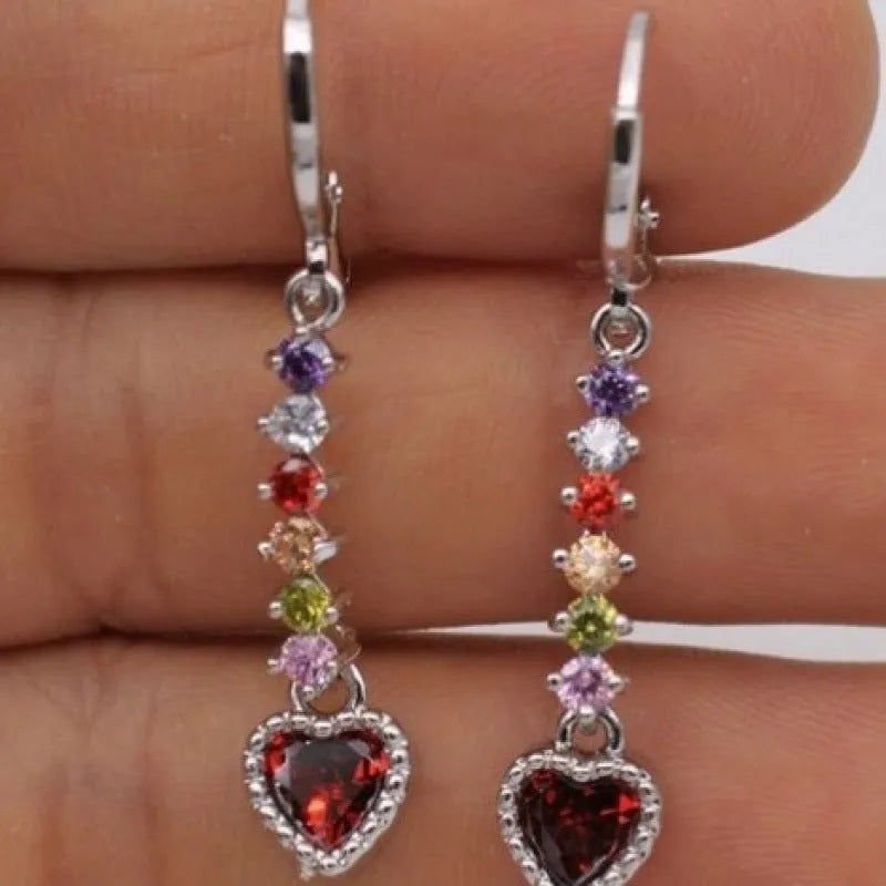 Heart-shaped women's alloy earrings with gold or silver electroplated finish options