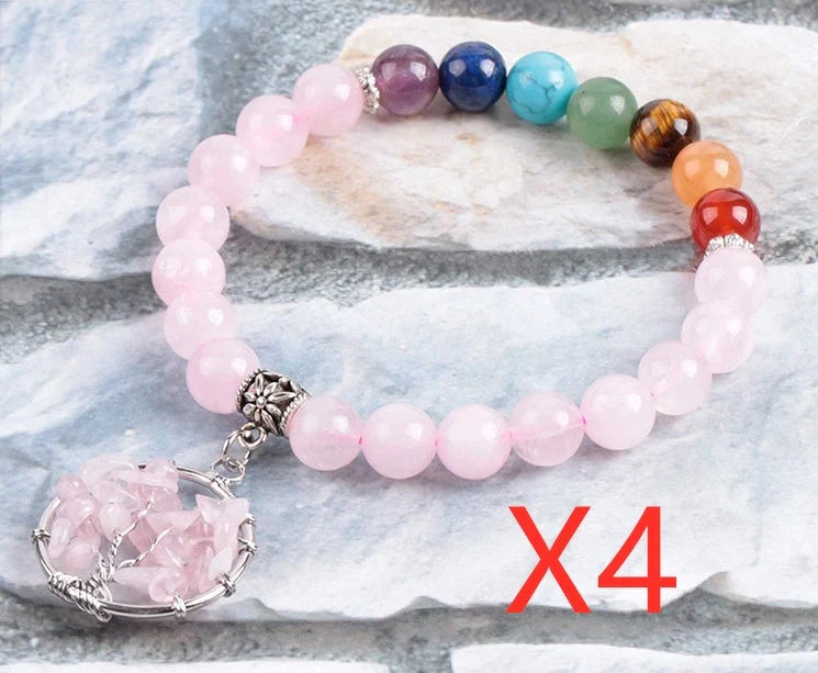 Crystal Beaded Bracelet with seven chakras design and powder crystal beads