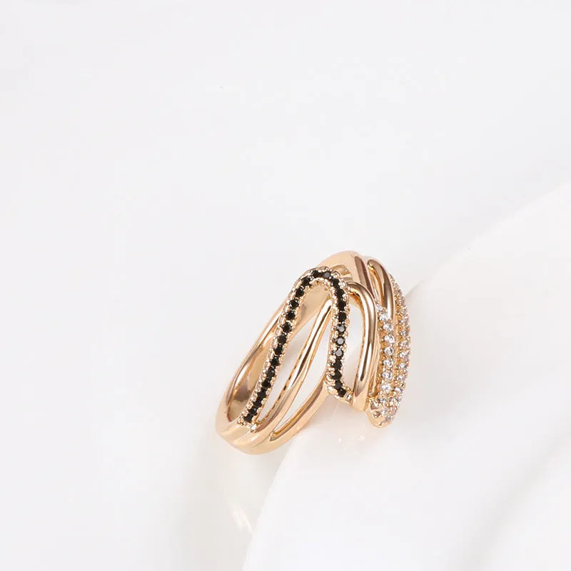 Women's copper fashion ring with micro-inlaid zircon detail and electroplated WK2230 finish