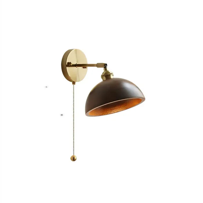 Nordic style walnut wood finish wall mounted bedside lamp with adjustable light direction