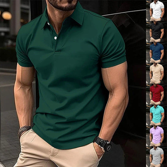 Men's short sleeve cotton polo shirt in a variety of classic colors and sizes