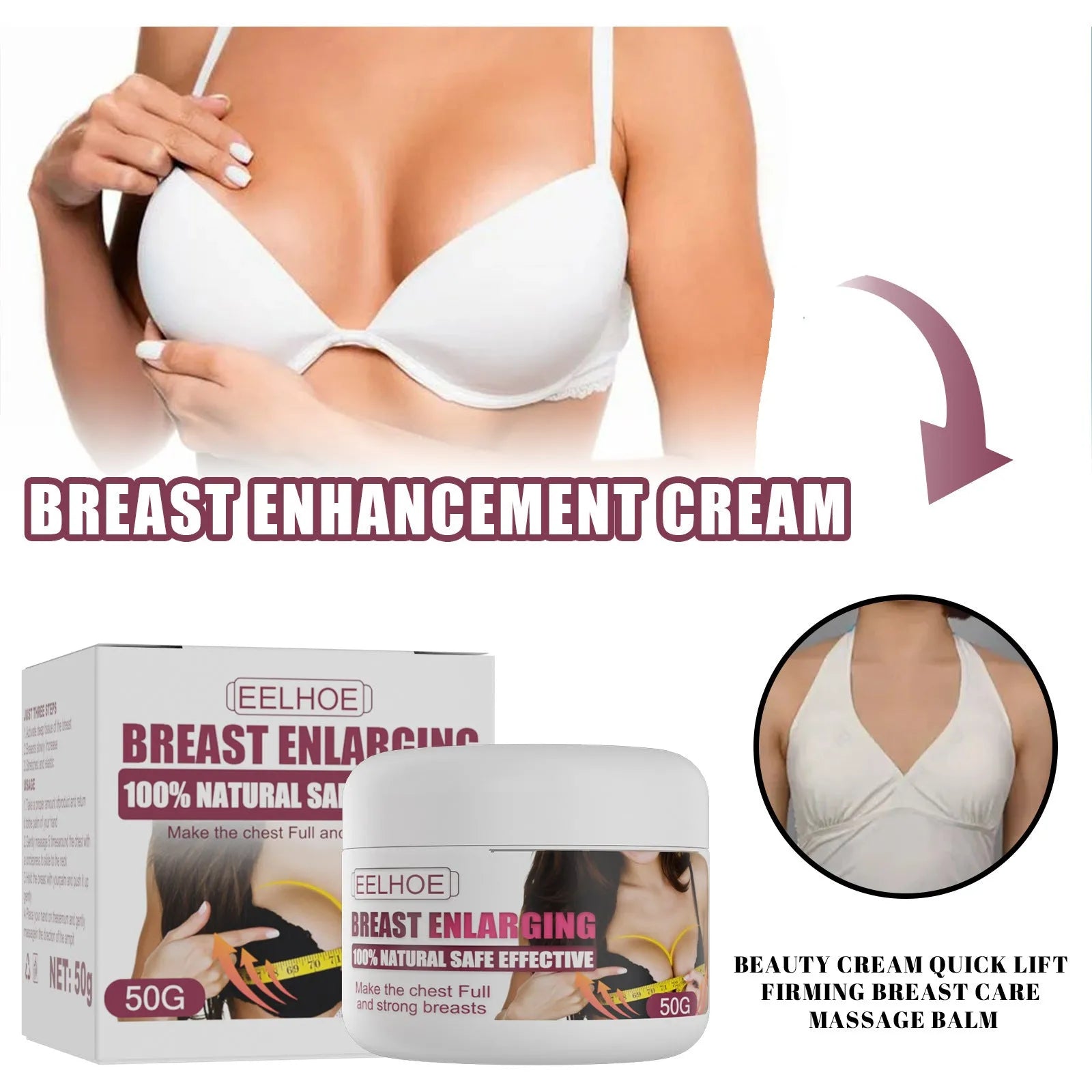 White breast beauty cream tube 50g for lifting and plumping bust