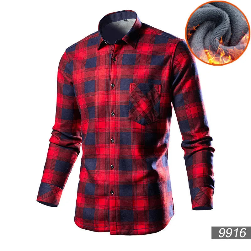 Men's fleece-lined cotton blend cardigan shirt in loose fit available in multiple solid colours