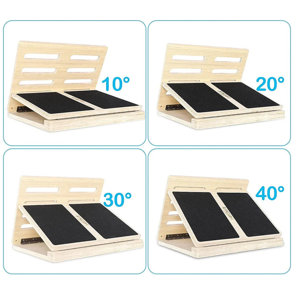 Wooden home fitness exercise muscle trainer with four gear settings and safety lock