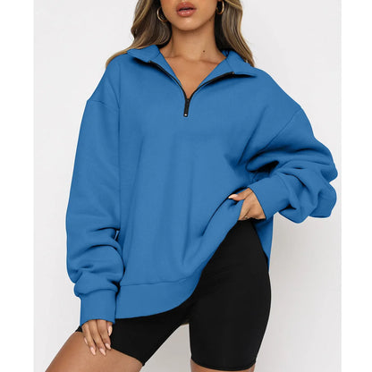 Women's zip turndown collar sweatshirt in various colours