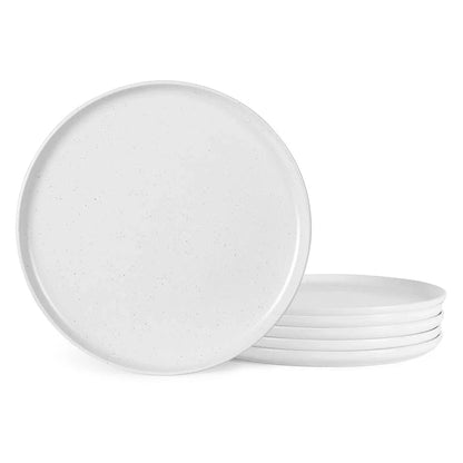 Set of 6 ceramic plates for steak, salad, and more, microwave and dishwasher safe